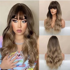 Long Curly Wavy Wig with BANG